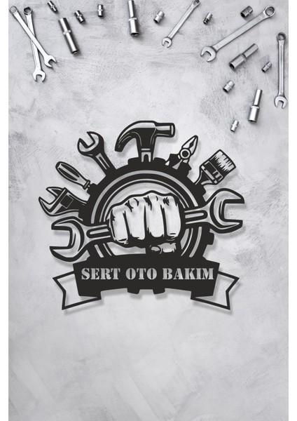 Kişiye Özel Isimli Metal Duvar Tablosu Atölye Tamirhane Dekor Tabelası