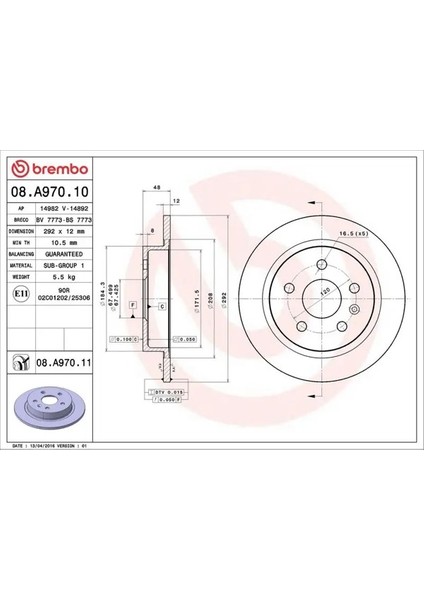 08A97011 Arka Fren Diski 13501289 13501302 13501313 (2 Adet Fiyatıdır)