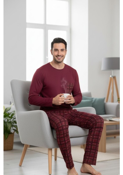 Konforlu Ev Giyimi Üst ve Desenli Pijama Altı | Erkek Pijama Takımı