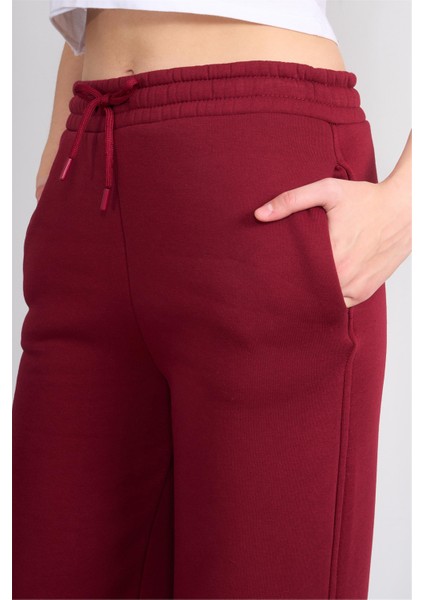 Çetinkaya Fithit 7694 Kadın 3 Iplik Bol Paça Eşofman Alt Bordo modelleri