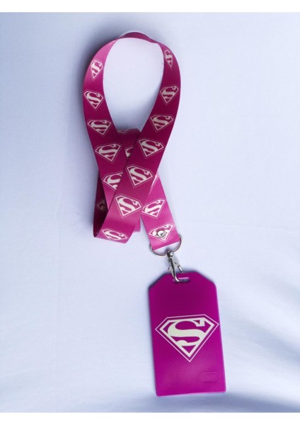 Fuşya Superman Desenli Yaka Kartı ve Askı Set fiyatları