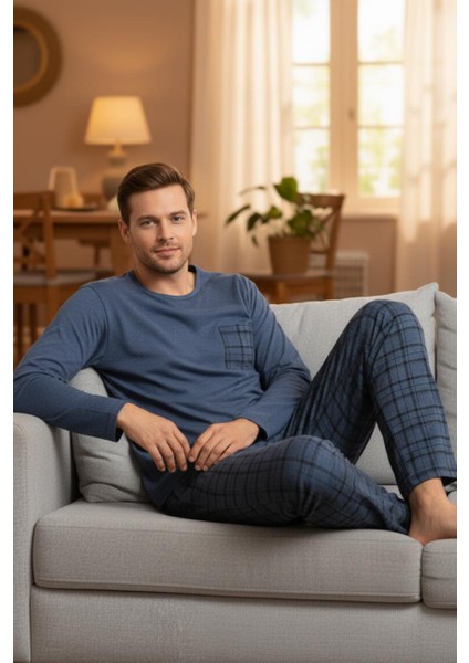Konforlu Ev Giyimi Üst ve Desenli Pijama Altı | Erkek Pijama Takımı fırsatları