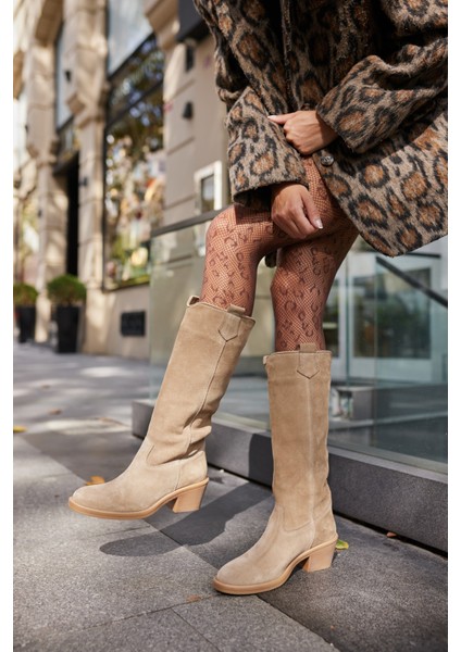Mercury Kadın Vizon Bej Suet Gercek Deri Suet Çizme fırsatları