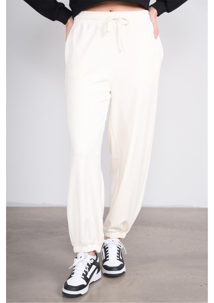 Çetinkaya Fithit 7661 Kadın Modal Lastikli Paça Eşofman Alt Ekru fırsatları