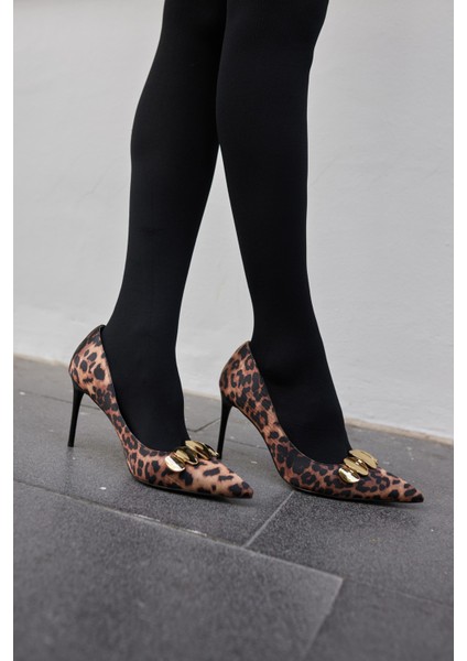 Noom Kadın Leopar Tokali Metal Topuklu Stıletto fiyatları