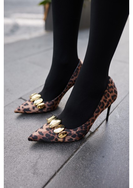 Noom Kadın Leopar Tokali Metal Topuklu Stıletto fırsatları