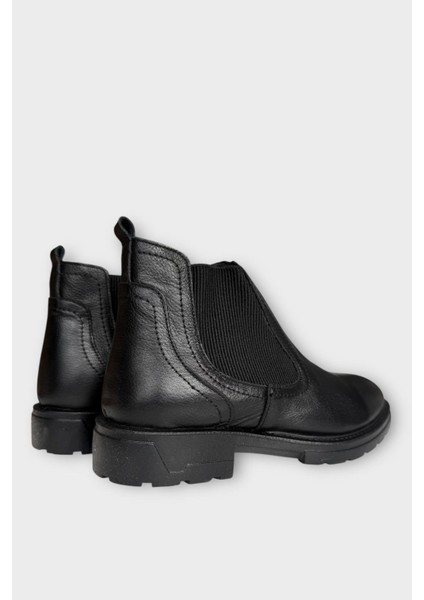 Hakiki Deri Yanı Lastikli Kaydırmaz Kauçuk Taban Erkek Bot Siyah indirimleri