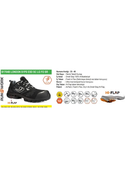 B1704B London S1PS Esd Sc Lg Fo Sr /run@work Serisi fiyatları