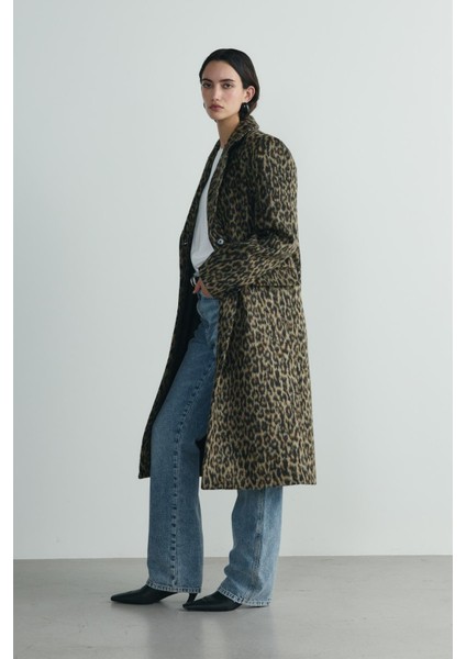 Kahverengi Roar Leopar Desenli Kaban