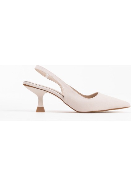 Modaserdem Angelica Kadın Bej Saten Topuklu Ayakkabı