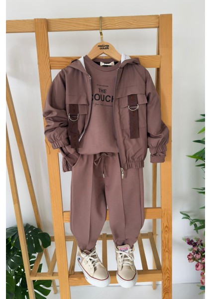 The Couch Baskılı Spor Kız Çocuk 3 lü takım - Acı Kahve
