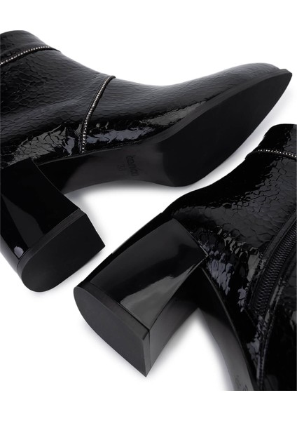 Kadın Suni Deri Siyah Rugan Topuklu Bot 1162 970 Bn Bot SK25-26 Sıyah Fsly fırsatları