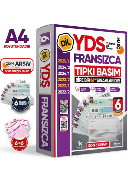 Karakutu Yayınları 2025 Yds Fransızca Ösym Tıpkı Basım Çıkmış Soru Deneme Paketi 6lı Fasikül Seti