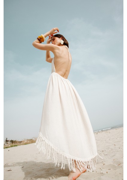 Kenevir Boyundan Bağlamalı Elbise indirimleri