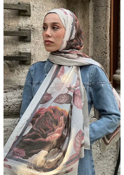Gül Desen Bambu Şal