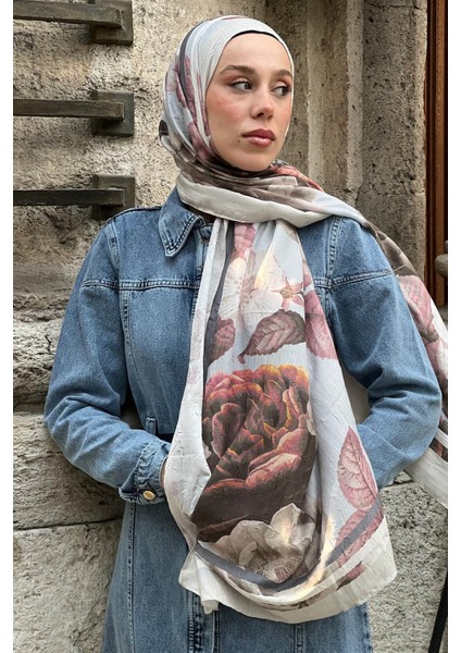 Gül Desen Bambu Şal modelleri