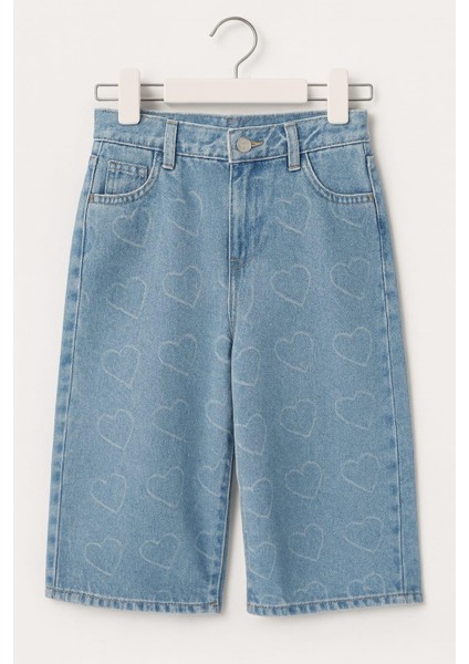 Kız Çocuk Kalp Detaylı Kot PANTOLON-7889-M modelleri