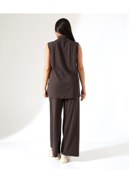 Kadın Sıfır Kol Yün Viskon Boğazlı Bluz