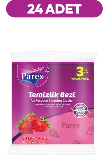 Çilek Kokulu 3'lü Temizlik Bezi 24 Paket fiyatları