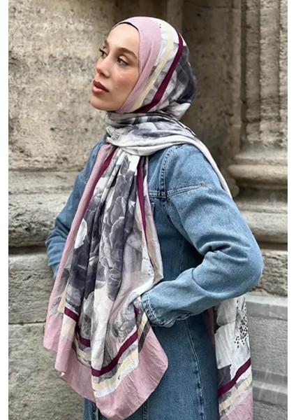 Gül Desen Bambu Şal