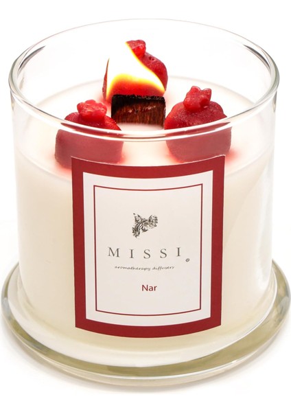 Cam Ahşap Fitilli Nar Vegan Mum (140 Gr)