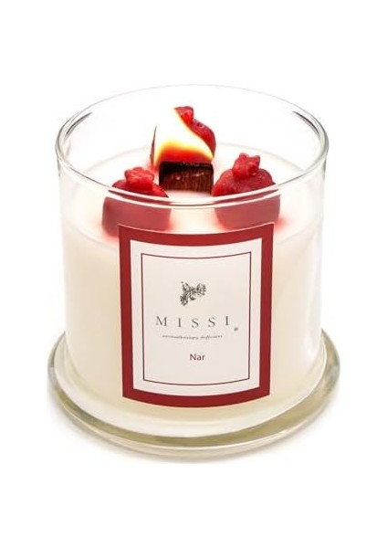 Cam Ahşap Fitilli Nar Vegan Mum (140 Gr) fiyatları