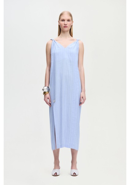 Keten Karışımlı Çizgili Elbise fiyatları