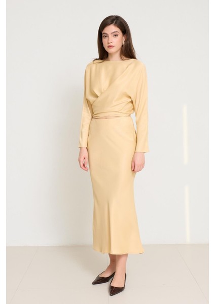 Amber Tam Kalıp Midi Boy Etek