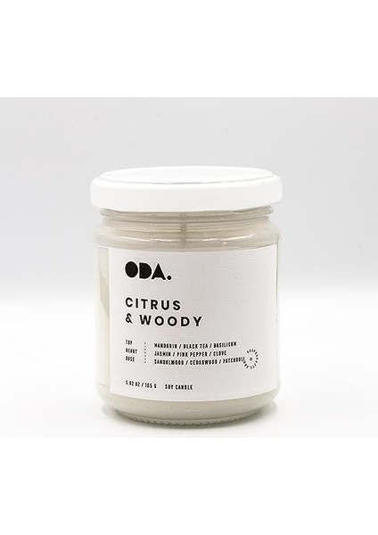 Citrus & - Narenciye & Odunsu Kokulu Dekoratif Beyaz Kapaklı Kavanoz Soya Mumu I 165 gr (Beyaz) modelleri