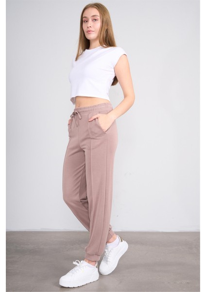 Çetinkaya Fithit 7659 Kadın Modal Manşet Paça Eşofman Alt Mocha