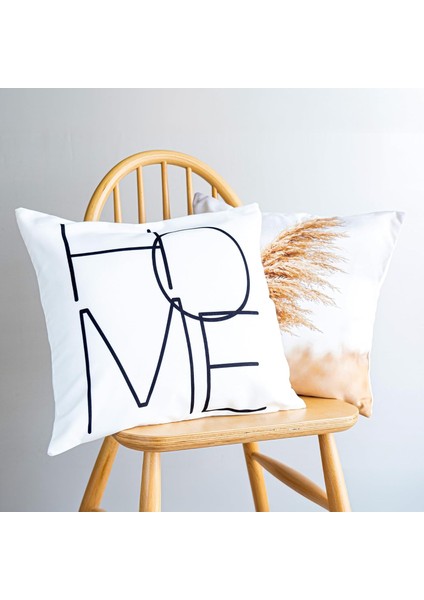 Temalı Özel Tasarım 2'li Yastık Kılıfı, Baskı Kırlent Kılıfı, Beyaz Renk, 43X43 cm