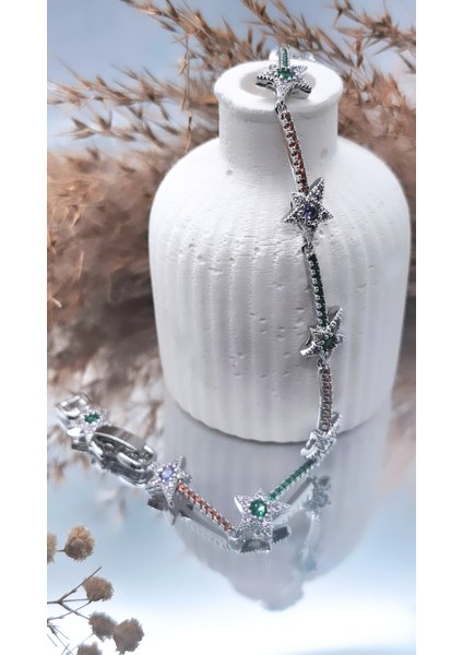 Renkli Zirkon Taşlı Sıralı Yıldız Xuping Bileklik fırsatları