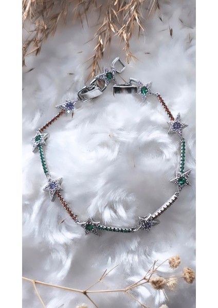 Renkli Zirkon Taşlı Sıralı Yıldız Xuping Bileklik indirimleri