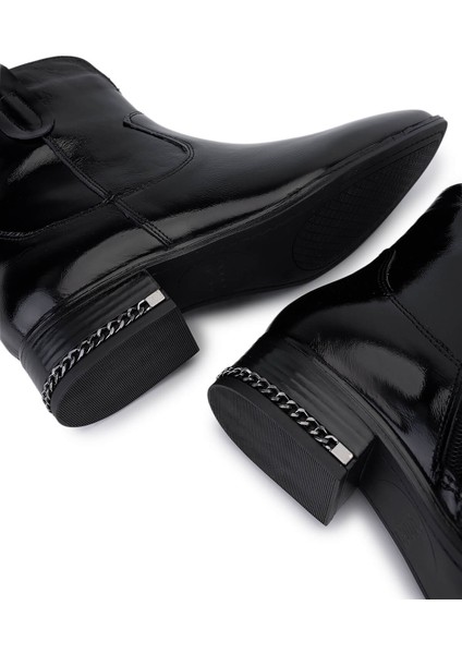 Kadın Hakiki Deri Siyah Rugan Topuklu Bot 322 2152713 Bn Bot SK25-26 Sıyah Rgn fırsatları