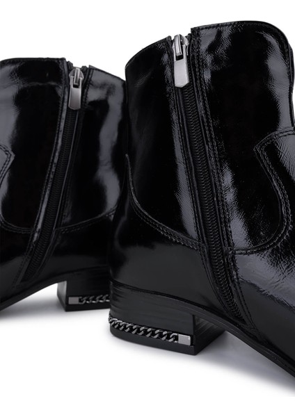 Kadın Hakiki Deri Siyah Rugan Topuklu Bot 322 2152713 Bn Bot SK25-26 Sıyah Rgn indirimleri