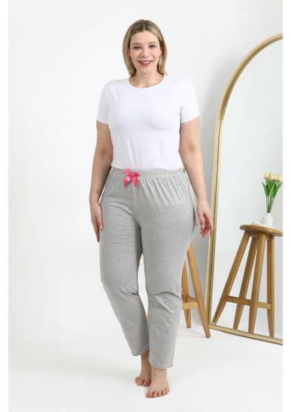 Kadın Pamuklu Büyük Beden Alt Pijama Gri
