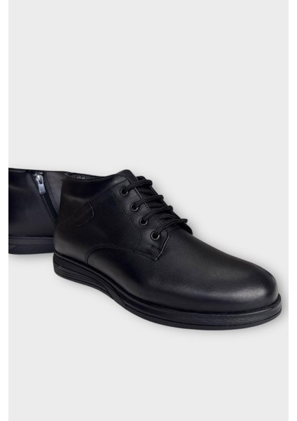 Hakiki Deri Kaydırmaz Kauçuk Taban Fermuarlı Erkek Bot Siyah fiyatları