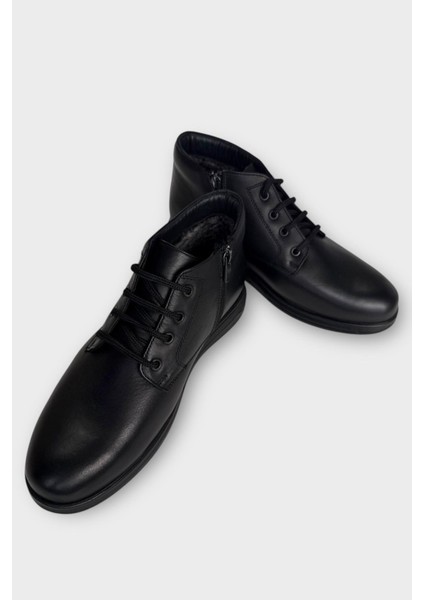 Hakiki Deri Kaydırmaz Kauçuk Taban Fermuarlı Erkek Bot Siyah fırsatları