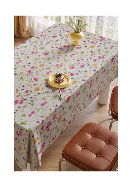 & Laurel Baskılı Yıkanabilir Masa Örtüsü Mutfak Bahçe Piknik Masa Örtüsü Pembe Ağırlıklı Çiçek Desenli (140X200) fiyatları