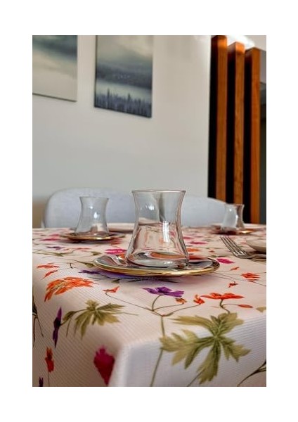 & Laurel Baskılı Yıkanabilir Masa Örtüsü Mutfak Bahçe Piknik Masa Örtüsü Pembe Ağırlıklı Çiçek Desenli (140X200) modelleri