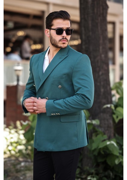 Erkek Slim Fit Penye Kumaş Kruvaze Ceket fiyatları