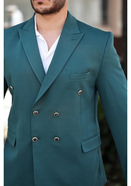 Erkek Slim Fit Penye Kumaş Kruvaze Ceket modelleri