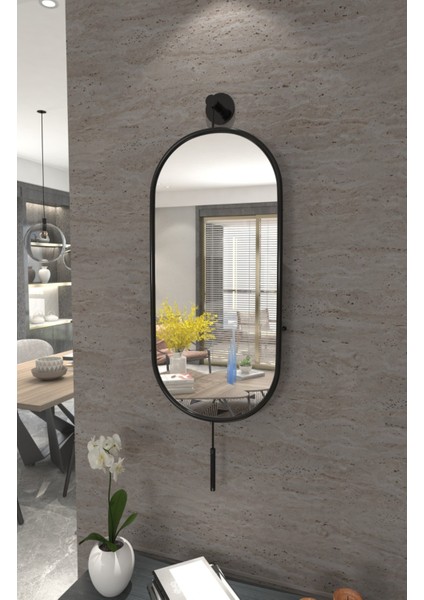 Ayna Siyah - Pendulum Metal Parçalardan Oluşan Duvar Dekor Ayna, Mobilya Dekoratif Duvar Aynası, modelleri