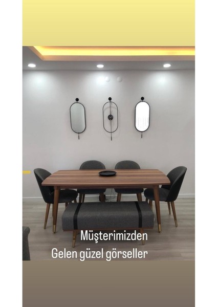 Ayna Siyah - Pendulum Metal Parçalardan Oluşan Duvar Dekor Ayna, Mobilya Dekoratif Duvar Aynası,