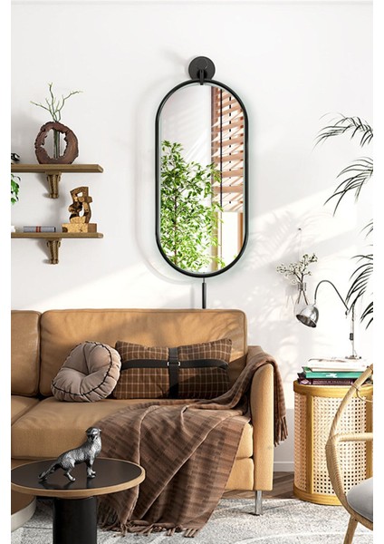 Ayna Siyah - Pendulum Metal Parçalardan Oluşan Duvar Dekor Ayna, Mobilya Dekoratif Duvar Aynası,