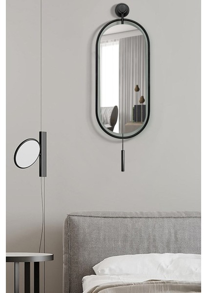 Ayna Siyah - Pendulum Metal Parçalardan Oluşan Duvar Dekor Ayna, Mobilya Dekoratif Duvar Aynası,