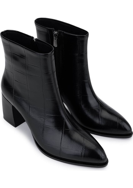 Kadın Suni Deri Siyah Kroko Topuklu Bot 1162 945 Bn Bot SK25-26 Sıyah Kroko fiyatları