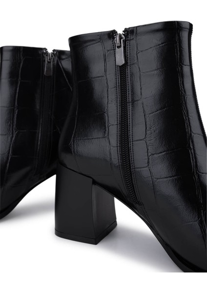 Kadın Suni Deri Siyah Kroko Topuklu Bot 1162 945 Bn Bot SK25-26 Sıyah Kroko fırsatları
