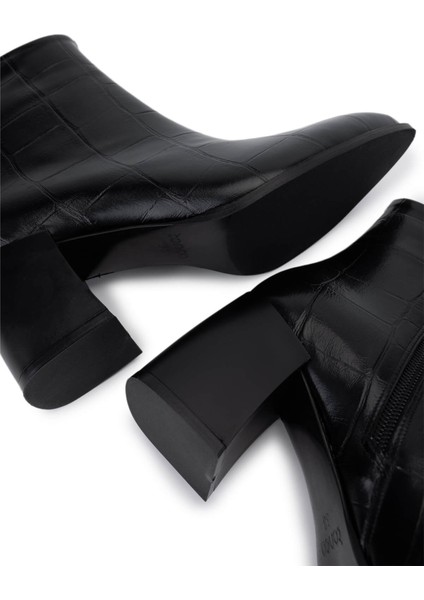 Kadın Suni Deri Siyah Kroko Topuklu Bot 1162 945 Bn Bot SK25-26 Sıyah Kroko indirimleri