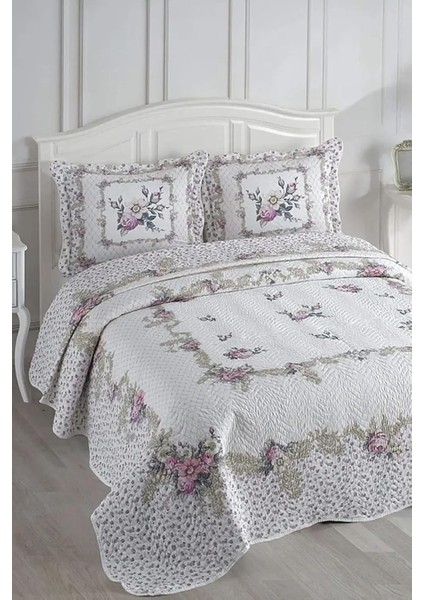 Örtüm Katie Çift Kişilik Kapitone Yatak Örtüsü Takımı - Pembe